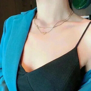 Double Layered Gold Plated Heart Necklace